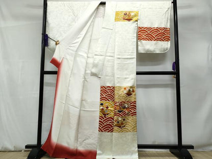 平和屋着物■訪問着 駒刺繍 立波舟陶器花文 金彩 正絹 逸品 CABF0908fb
