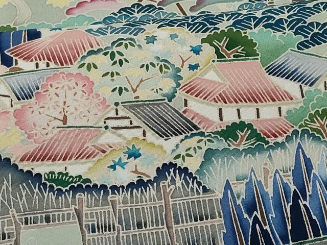 平和屋着物■豪華黒留袖　友禅　作家物　風景樹林文　正絹　逸品　CABF0919fb