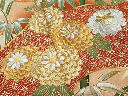 平和屋着物■豪華黒留袖 駒刺繍 地紙笹竹草花文 金彩 正絹 逸品 CABF0920fb