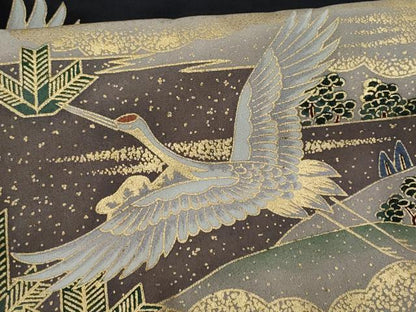 平和屋着物■豪華黒留袖　飛鶴風景文　正絹　逸品　CABF0922fb