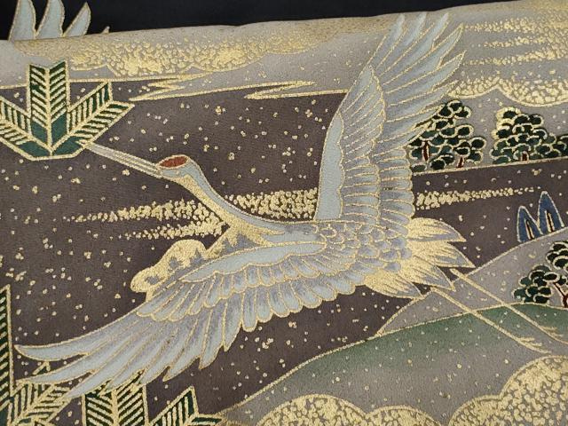 平和屋着物■豪華黒留袖　飛鶴風景文　正絹　逸品　CABF0922fb