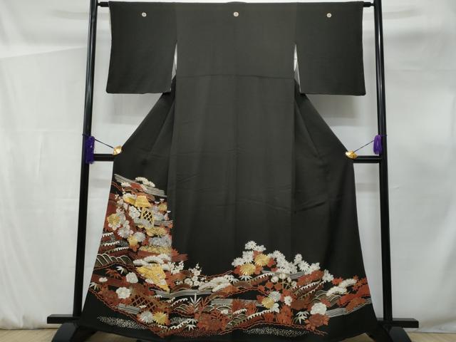 平和屋着物■豪華黒留袖 刺繍 御所解文 金彩 正絹 逸品 CABF0923fb