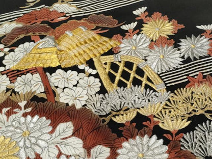 平和屋着物■豪華黒留袖 刺繍 御所解文 金彩 正絹 逸品 CABF0923fb