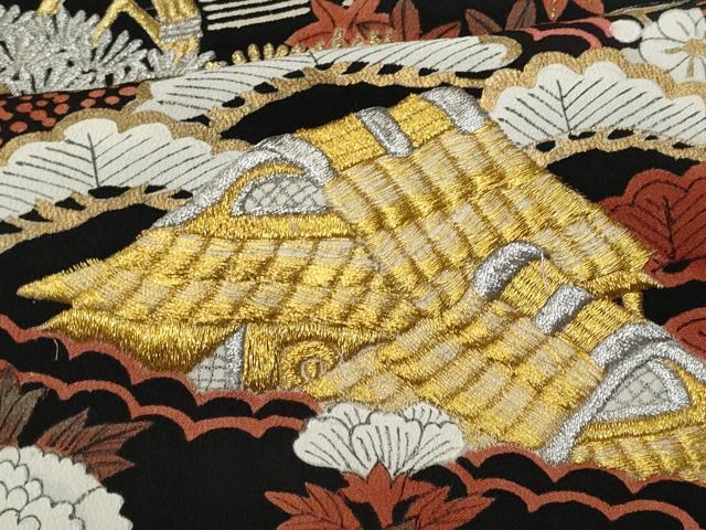 平和屋着物■豪華黒留袖 刺繍 御所解文 金彩 正絹 逸品 CABF0923fb