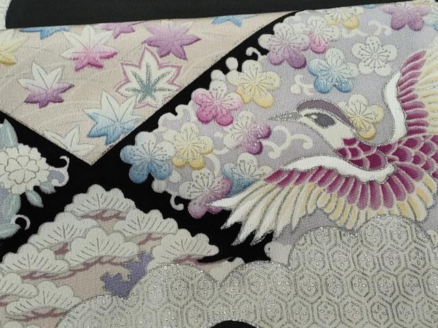 平和屋着物■豪華黒留袖 天井花鳥文 正絹 逸品 CABF0925fb