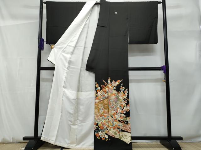 平和屋着物■豪華黒留袖 刺繍 几帳枝花文 金彩 正絹 逸品 CABF0926fb