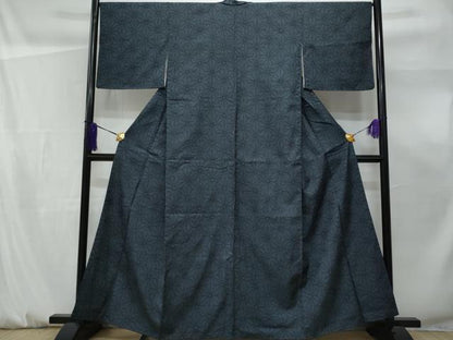 平和屋着物■上質な紬 麻の葉文様 正絹 逸品 未使用 CABF0930fb