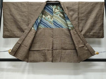 平和屋着物■男性　本場大島紬　アンサンブル　幾何学文　正絹　逸品　◯CABF0936fb