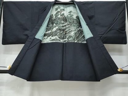 平和屋着物■男性　紬　アンサンブル　蝋色　正絹　逸品　CABF0937fb