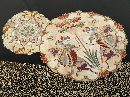 平和屋着物■豪華黒留袖 駒刺繍 絵皿狩猟花文 金彩 正絹 逸品 CABF0942fb