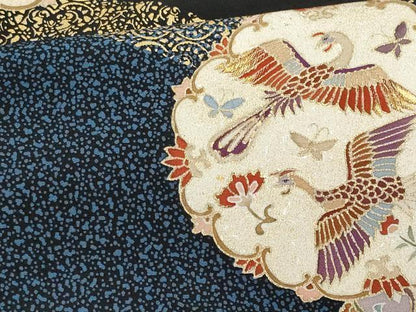 平和屋着物■豪華黒留袖 駒刺繍 絵皿狩猟花文 金彩 正絹 逸品 CABF0942fb