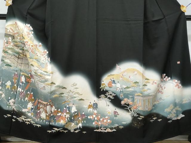 平和屋着物■豪華黒留袖 作家物 遠山人物風景文 金彩 正絹 逸品 CABF0943fb