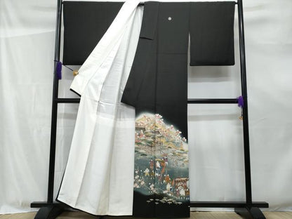 平和屋着物■豪華黒留袖 作家物 遠山人物風景文 金彩 正絹 逸品 CABF0943fb