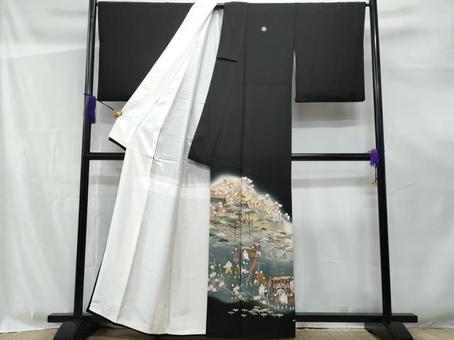 平和屋着物■豪華黒留袖 作家物 遠山人物風景文 金彩 正絹 逸品 CABF0943fb