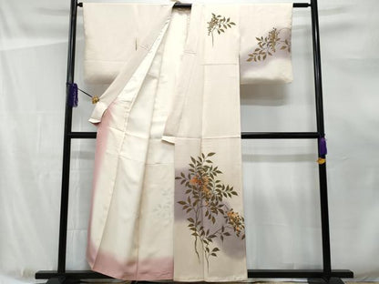 平和屋着物■訪問着 刺繍 南天枝葉文 暈し染め 正絹 逸品 CABF0952fb