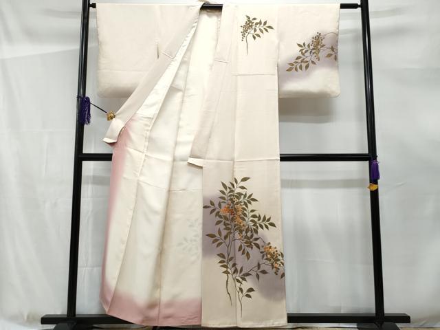 平和屋着物■訪問着 刺繍 南天枝葉文 暈し染め 正絹 逸品 CABF0952fb