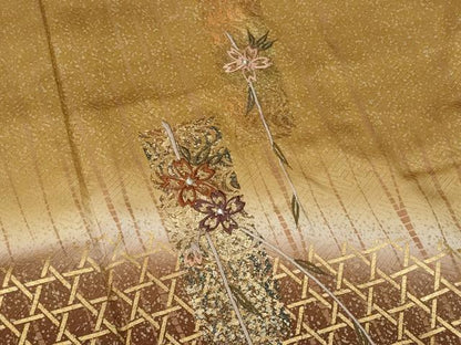 平和屋着物■訪問着 刺繍 短冊舞桜文 暈し染め 金彩 正絹 逸品 未使用 CABF0962fb