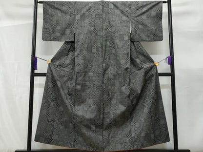 平和屋着物■本場大島紬　7マルキ　幾何学文様　正絹　逸品　CABF0967fb