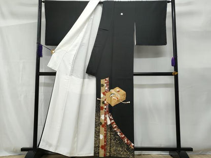 平和屋着物■豪華黒留袖 作家物 駒刺繍 貝桶横笛文 金彩 正絹 逸品 CABF0972fb