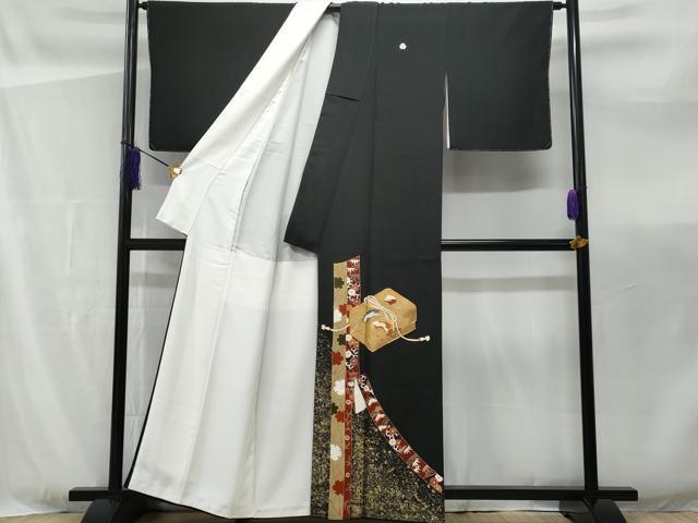 平和屋着物■豪華黒留袖 作家物 駒刺繍 貝桶横笛文 金彩 正絹 逸品 CABF0972fb