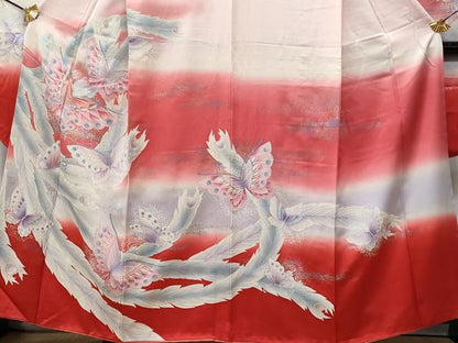 平和屋着物■豪華振袖 舞蝶孔雀羽文 暈し染め 金銀彩 正絹 逸品 CABF0973fb