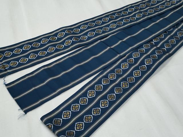 平和屋着物◎男性　本場筑前博多織　角帯　菱花文　証紙付き　正絹　逸品　CABF1015fb