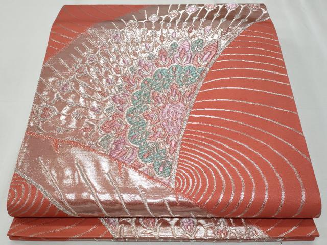 平和屋着物◎六通柄袋帯　正倉院花文　銀糸　正絹　逸品　CABF1024fb