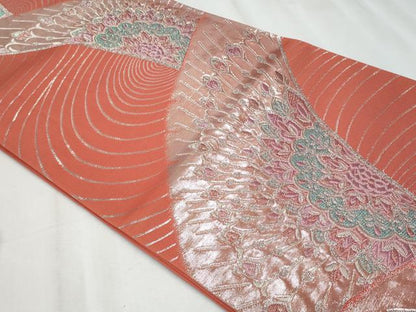 平和屋着物◎六通柄袋帯　正倉院花文　銀糸　正絹　逸品　CABF1024fb