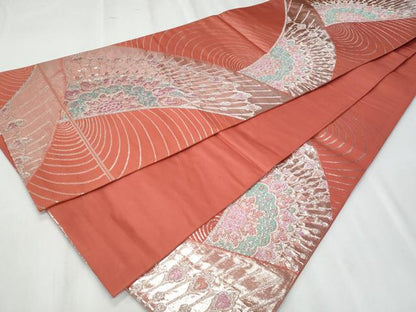 平和屋着物◎六通柄袋帯　正倉院花文　銀糸　正絹　逸品　CABF1024fb