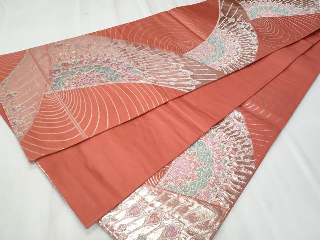 平和屋着物◎六通柄袋帯　正倉院花文　銀糸　正絹　逸品　CABF1024fb