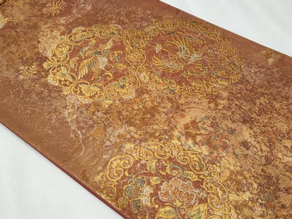 平和屋着物◎六通柄袋帯　鳳凰花文　金銀糸　正絹　逸品　CABF1037fb