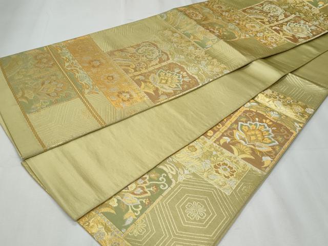 平和屋着物◎六通柄袋帯　更紗花文　金銀糸　正絹　逸品　CABF1042fb