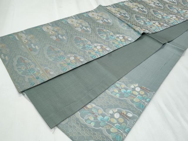 平和屋着物◎六通柄袋帯　雲取り菊文　金銀糸　正絹　逸品　CABF1044fb
