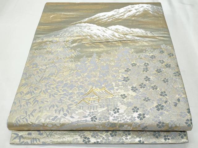 平和屋着物◎六通柄袋帯　遠山風景文　金銀糸　正絹　逸品　CABF1046fb