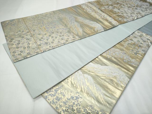 平和屋着物◎六通柄袋帯　遠山風景文　金銀糸　正絹　逸品　CABF1046fb