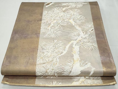 平和屋着物◎六通柄袋帯　枝松葉文　金銀糸　正絹　逸品　CABF1047fb