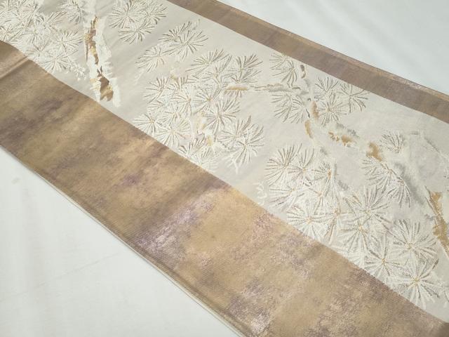 平和屋着物◎六通柄袋帯　枝松葉文　金銀糸　正絹　逸品　CABF1047fb