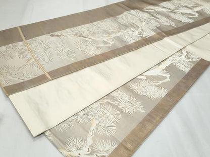 平和屋着物◎六通柄袋帯　枝松葉文　金銀糸　正絹　逸品　CABF1047fb