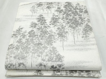 平和屋着物◎六通柄袋帯　遠山樹林文　銀糸　正絹　逸品　CABF1055fb