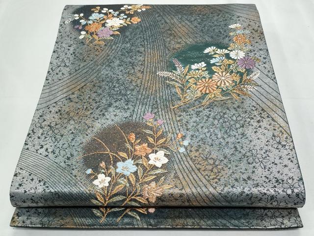 平和屋着物◎六通柄袋帯　唐織　瑞光　見箔　枝花文　金糸　正絹　逸品　CABF1056fb