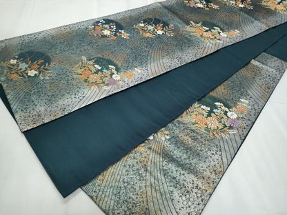 平和屋着物◎六通柄袋帯　唐織　瑞光　見箔　枝花文　金糸　正絹　逸品　CABF1056fb
