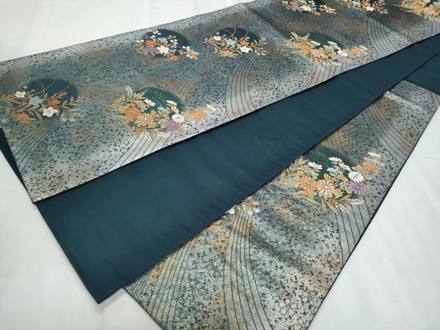 平和屋着物◎六通柄袋帯　唐織　瑞光　見箔　枝花文　金糸　正絹　逸品　CABF1056fb