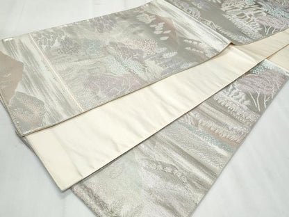 平和屋着物◎六通柄袋帯　遠山樹林文　金銀糸　正絹　逸品　CABF1057fb