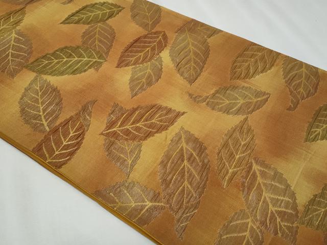平和屋着物◎六通柄袋帯　舞葉文　金糸　正絹　逸品　CABF1060fb