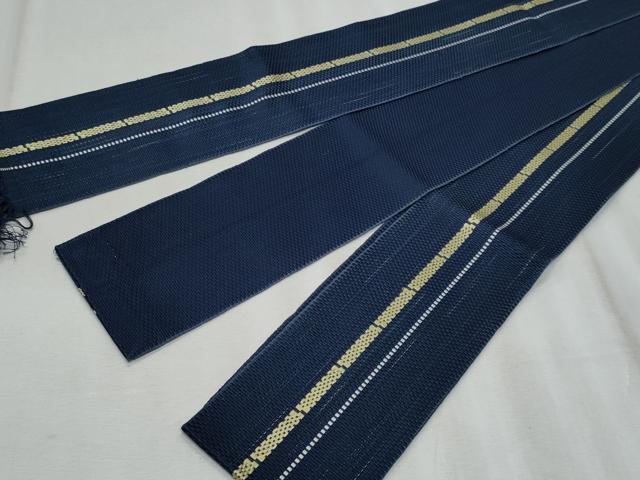 平和屋着物◎男性　本場筑前博多織　角帯　縞　正絹　逸品　CABF1068fb
