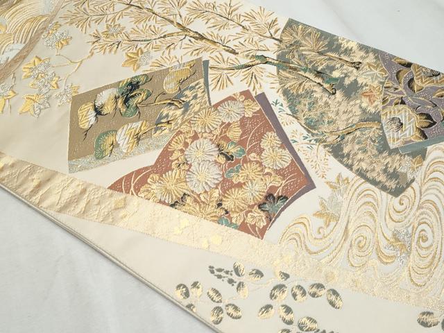 平和屋着物◎六通柄袋帯　冊子草花文　金銀糸　正絹　逸品　CABF1081fb