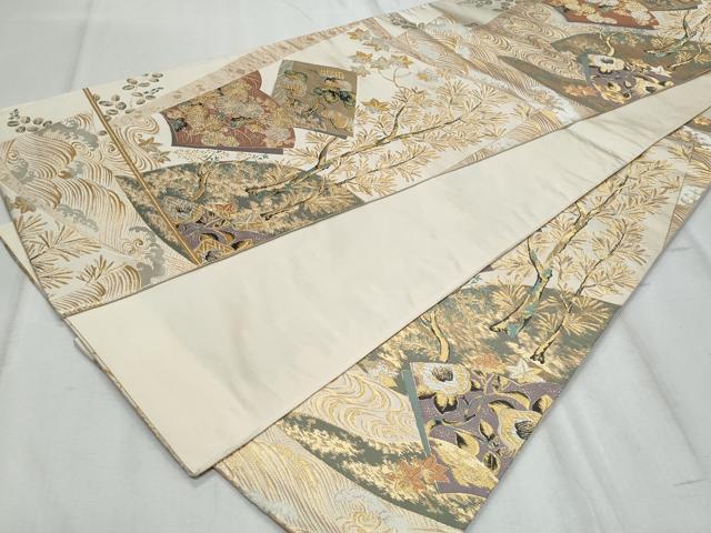 平和屋着物◎六通柄袋帯　冊子草花文　金銀糸　正絹　逸品　CABF1081fb