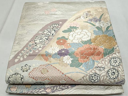 平和屋着物◎六通柄袋帯　唐織　九百錦　辻が花遠望　金銀糸　正絹　逸品　CABF1083fb
