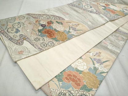 平和屋着物◎六通柄袋帯　唐織　九百錦　辻が花遠望　金銀糸　正絹　逸品　CABF1083fb