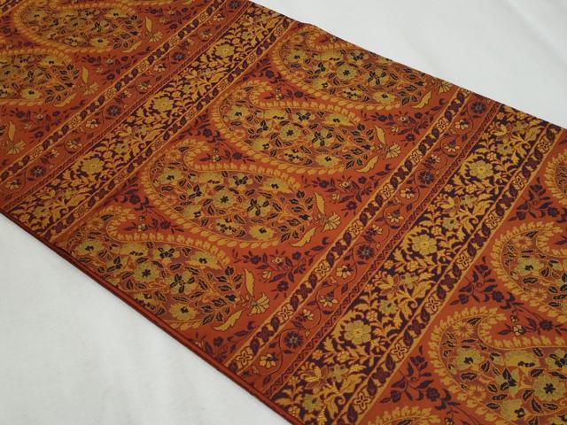 平和屋着物◎全通柄袋帯　更紗花文　正絹　逸品　CABF1085fb